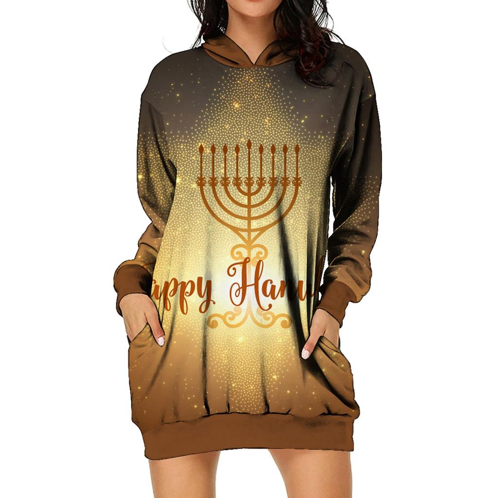 (радость выбирать)Женский повседневный пуловер с принтом, толстовка с длинным рукавом, платье с капюшоном и карманом