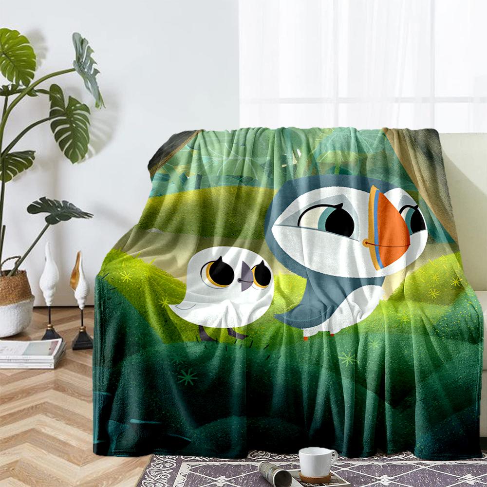 Puffin Rock Theme Printed Blanket - Perfect for Couch, Bed, Travel & Outdoor Use | Machine Washable, Cozy & Durable.