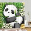 Занавеска для душа Panda Bamboo, Мультяшная Смешная Милая Голубое Небо Радуга Дети Бамбуковый Лес Животные Птицы, Декоративные Ткани для Ванной