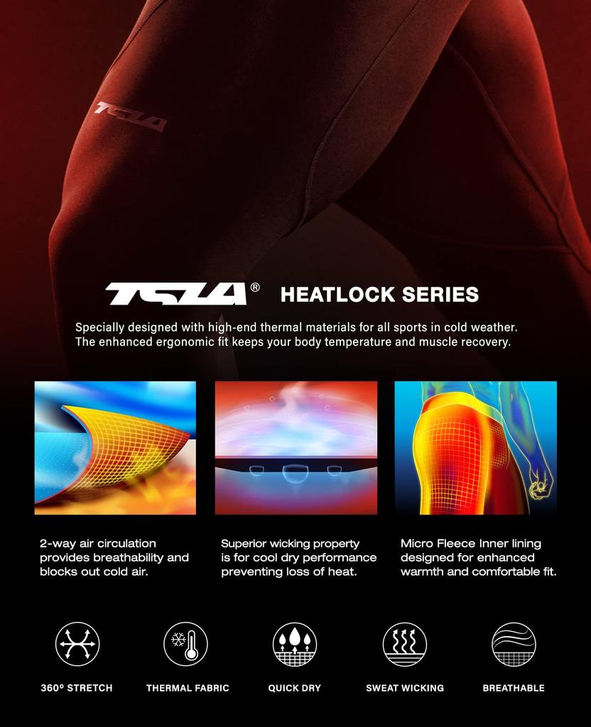 Tesla Compression Tights and Running Cold Weather Long Men's Fleece-Lined [Stretchable, Warm, Cold-Wearing] Sportswear, Leggings, Innerwear, Wear,