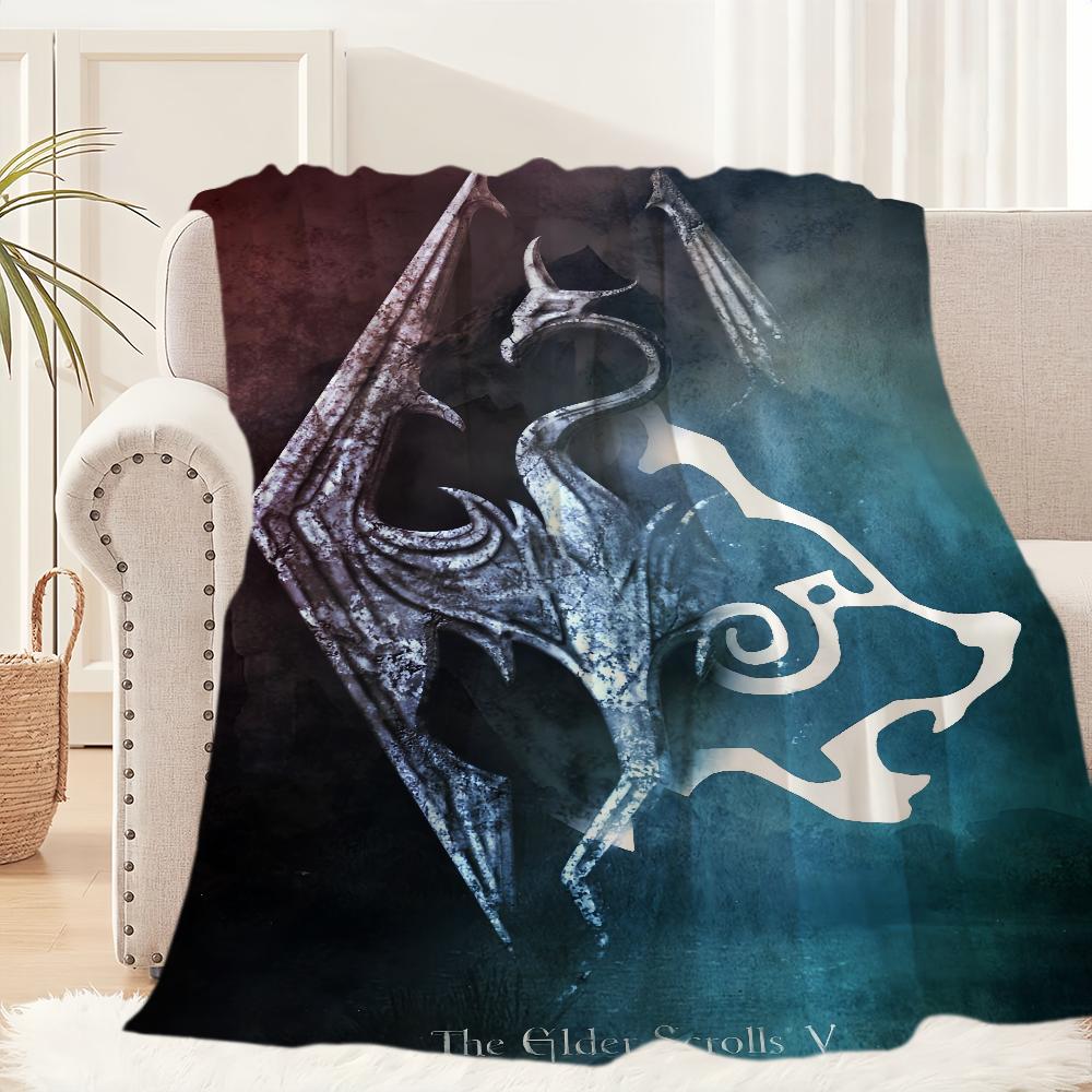 Плед Игровой v S-skyrim-s Плюшевый E-elder-s Подушка для сна Ковер для дивана для Гостиной S-Scrolls Офис Спальня День Рождения Дом Путешествия Детские Подарки