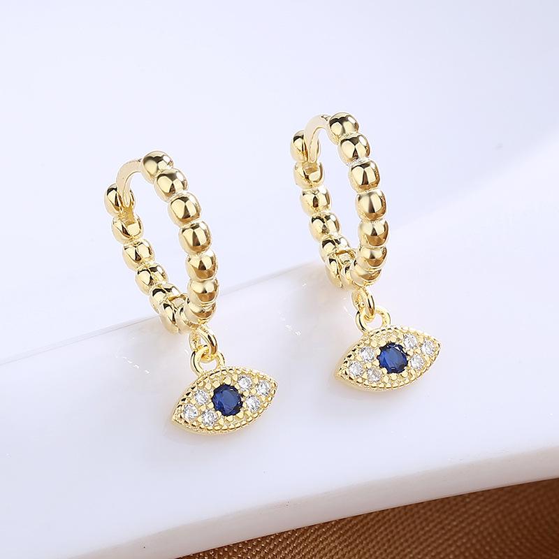 Europe, America, Trendy Devil's Eye 925 Silver Earrings Light Luxury Zircon Earrings Fashion Temperament Versatile Earrings Women