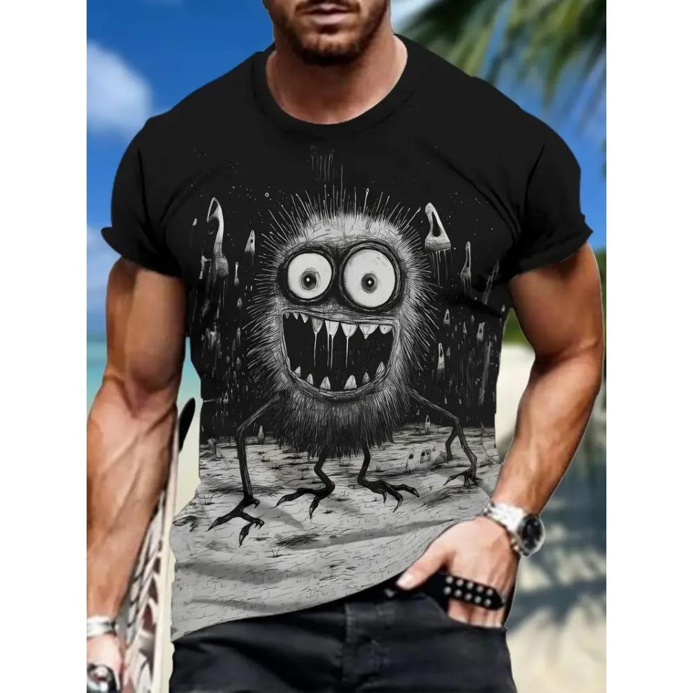Летняя мужская футболка уличная повседневная с коротким рукавом мультяшный принт забавные футболки с животными модная уличная одежда для мужчин и детей свободная одежда