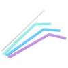 PAMINGONO 4-Piece Food-Grade Silicone Straws with Curved Design and Cleaning Brush for Banquets and Parties, Eco-Friendly and Reusable
