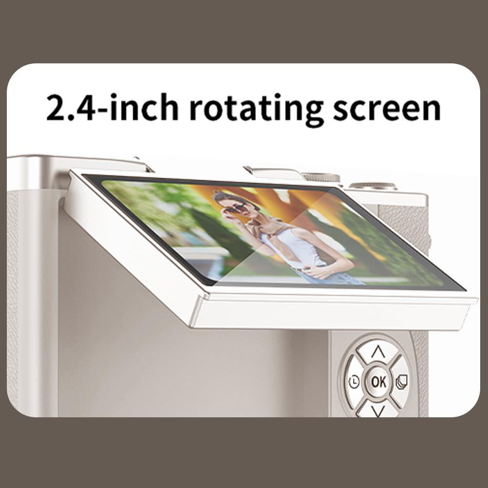 4K Digital Camera 48MP Compact Small Camera 8X Zoom Video Camcorder 180 Flip Screen Vintage Camera for Teens Adult Beginner