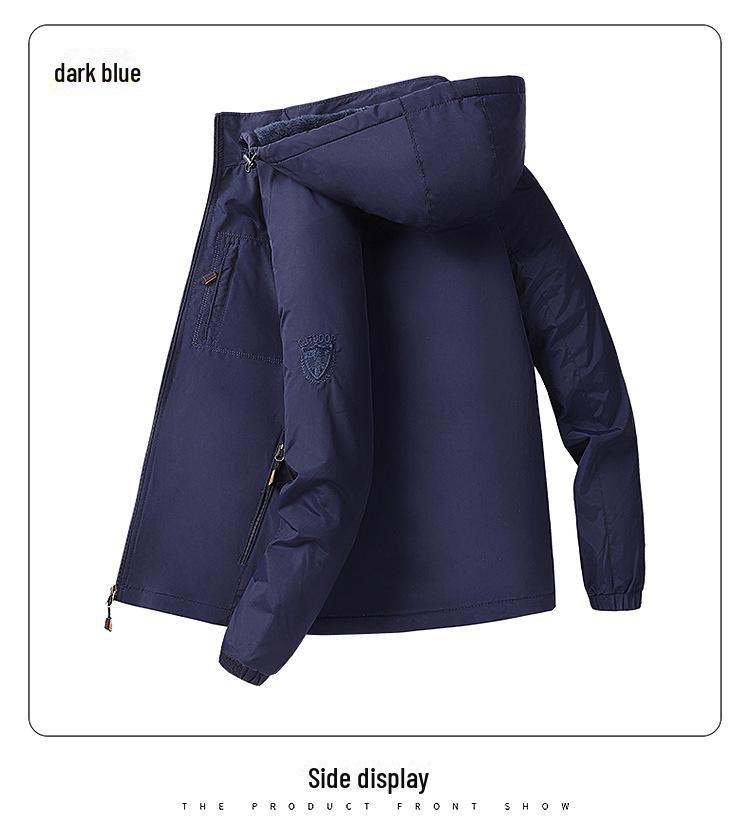 Men's Plus Size Waterproof Breathable Jacket - Medium To Long Style, Thick Velvet for Autumn & Winter Outdoor Wear