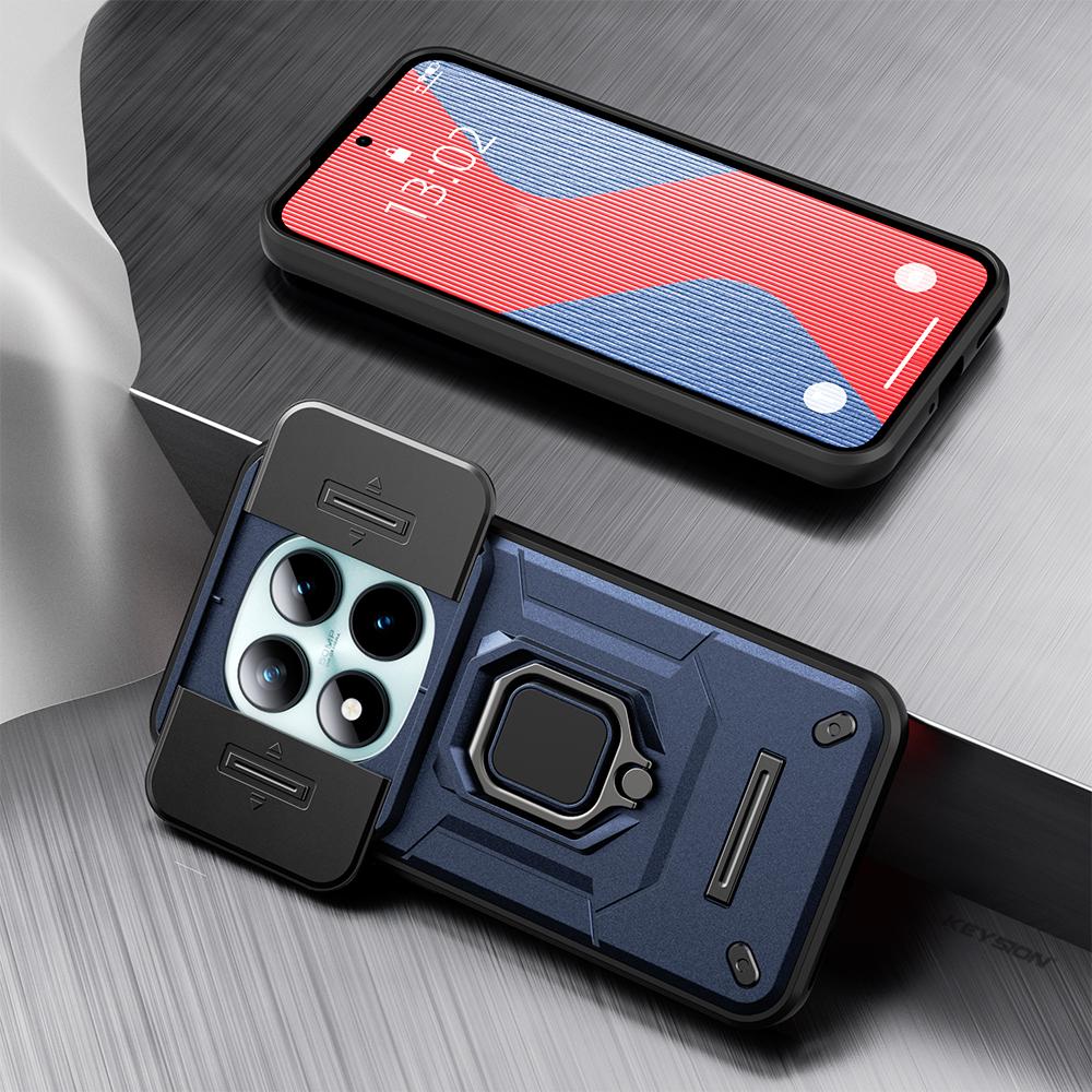 KEYSION Ударопрочный чехол для Xiaomi Redmi Note 15 Pro+ 5G Защита сдвижной камеры Металлическое кольцо-подставка Чехол для телефона для Redmi Note 15 4G 5G