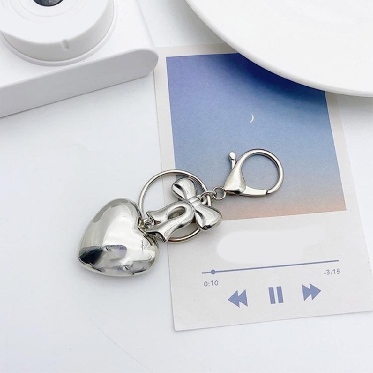 Cute Heart shaped Bag Charm Keychain Dainty Bowknot Keyring for Fashion Lovers
