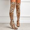 Fashion Fine Heel Leopard Print Nightclub Sexy One-pedal Elastic Large Size Women's Boots
