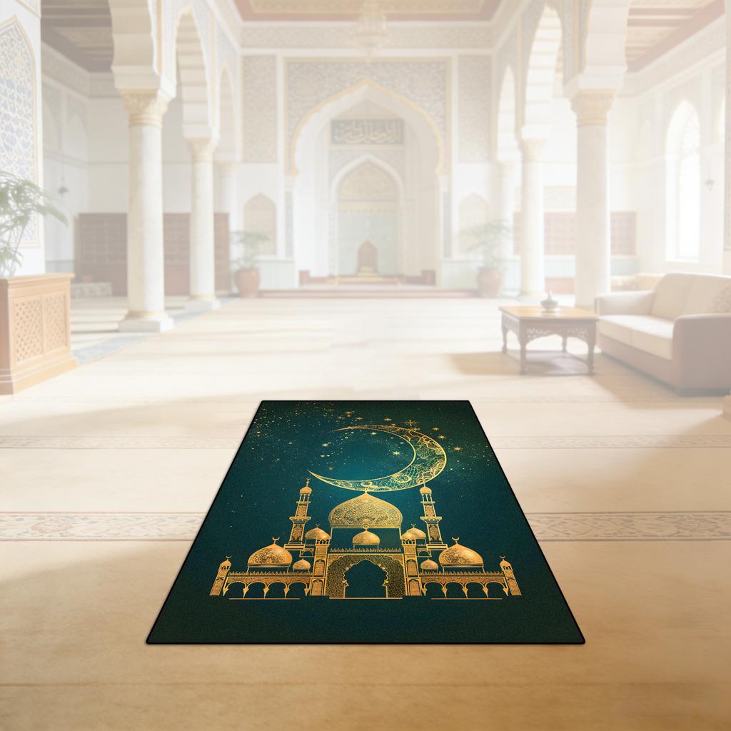 Islamic Ramadan Portable Fluffy Musalla Prayer Mat Easy Clean Lightweight Salah Mat Resilient Short Velvet Mosque Worship Mat