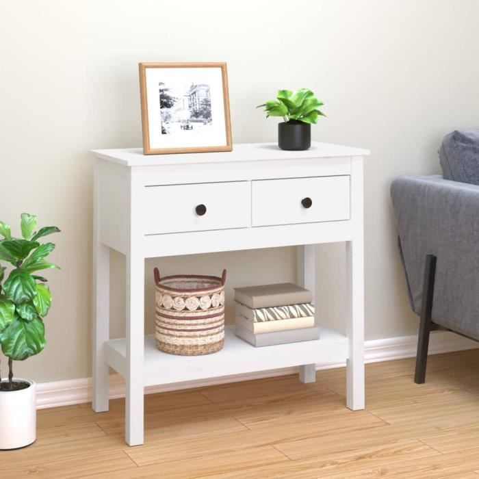 VidaXL Console Table White 75x35x75 Cm Solid Pine Wood 814620