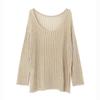 Casual Solid Knit Sweater Ladies V Neck Crew Neck Warm Daily Long Sleeve Blouse
