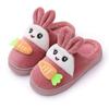 Children's Plush Slippers Boys Girls Cute Cartoon Rabbit Carrots Shoes Warm Kids Home Footwear