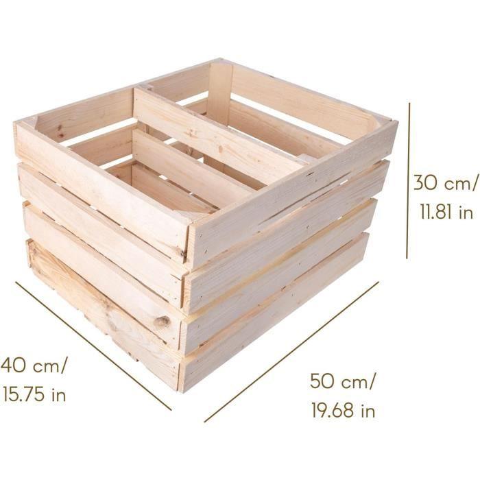 Креативный Деко Ящик из Натурального Дерева с Полкой - 50x40x30 см - Ящик для Хранения - Деревянный Ящик для Хранения - Ящик для Вин