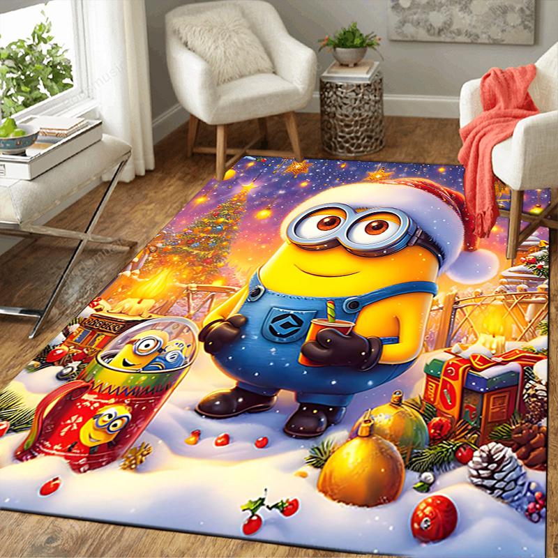 1Pc Christmas Minion Celebration Rug Office Carpet Indoor Outdoor Doormat Nonslip Soft And Comfortable Living Room Christmas Halloween Gift D91844