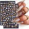 1 Sheet 3D Christmas Series Nail Sticker Decal Nail Art Decoration White Laser Gold Colorful Winter Snowflake Leaf Heart