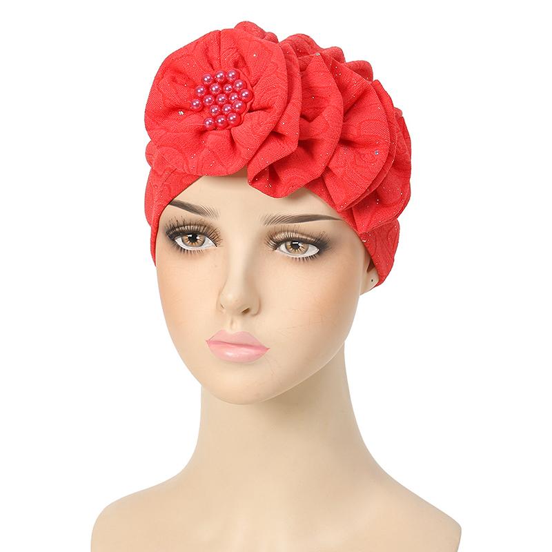 1 шт. однотонная мусульманская бандана, кепка, этнические аксессуары для волос, солнцезащитная тюрбанная шляпа, цветок, бисер, винтажный хиджаб