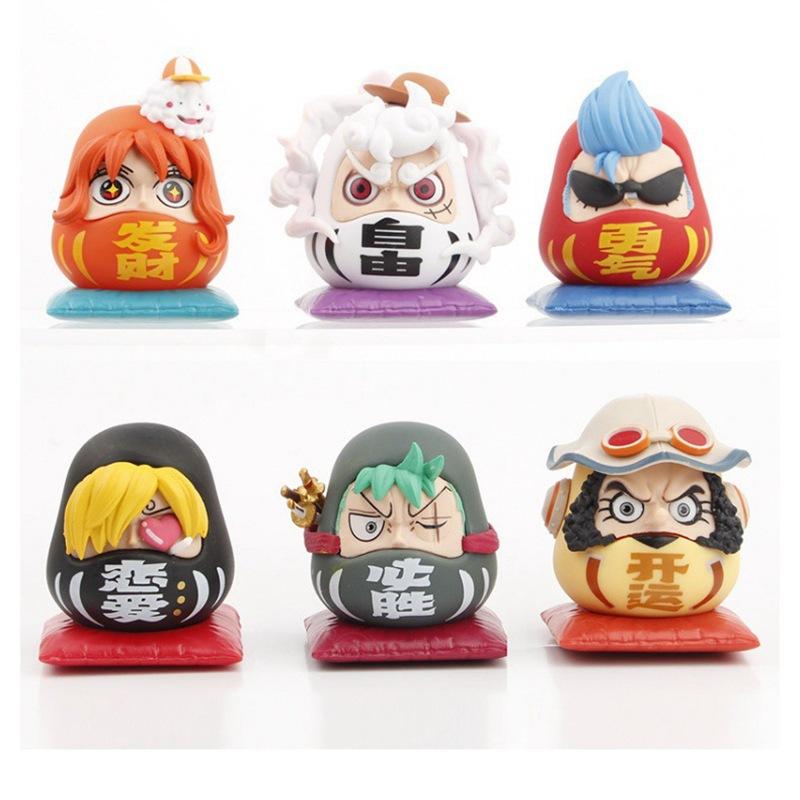 Q-Версия Аниме Фигурка One Piece Луффи Зоро Санджи Нами Кос Супер Дарума Фигурка ПВХ Статуэтка Модель Игрушки Украшения для Автомобиля