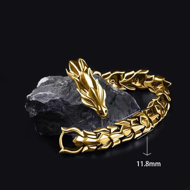 Vintage Mens Hip Hop Punk Head Dragon Lin Bracelet Retro Exaggerated Dragon Bracelet Jewelry Men's Accessories Gifts