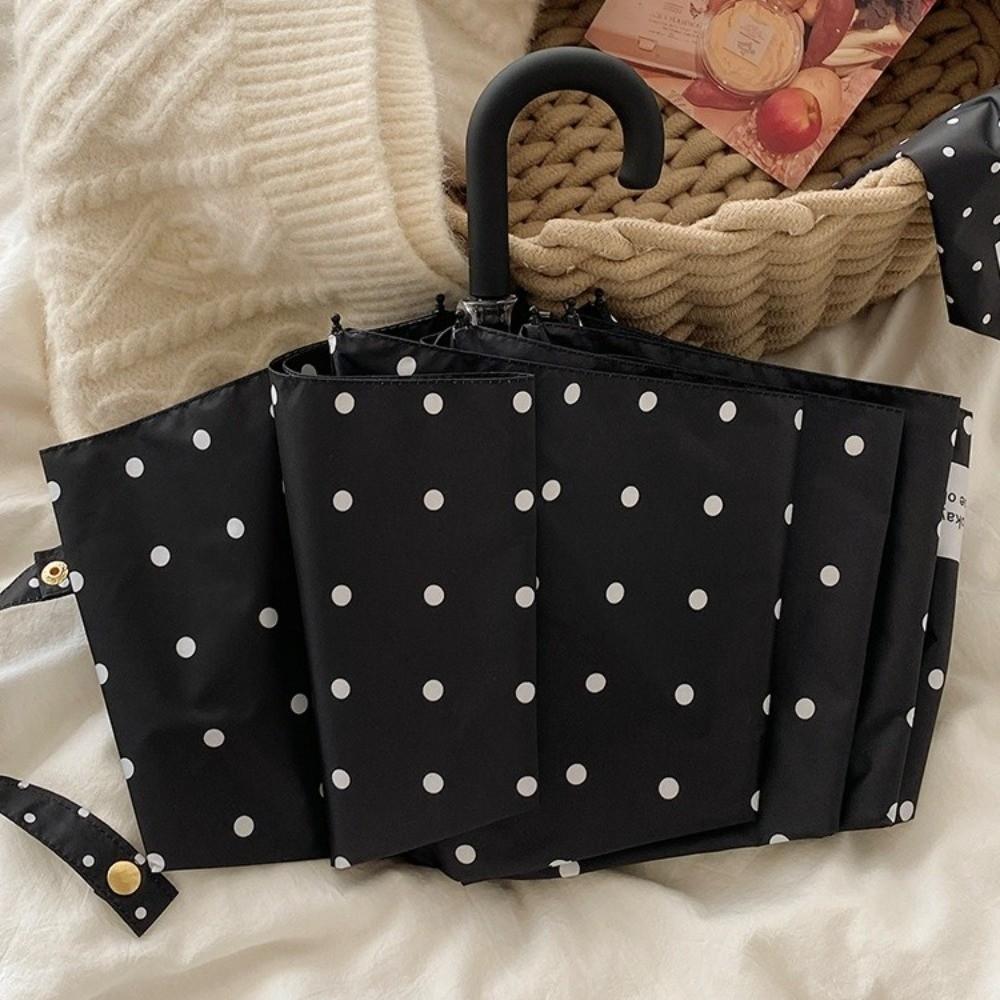 U-Shaped Handle Polka Dot Umbrella 8-Rib Manual Sun Umbrella Travel Rain Umbrella  Outdoor