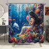 Mermaid and Dolphin Undersea Waterproof Shower Curtain for Bathroom Decor, Vibrant Art Design, Unique Style, Modern Fashion