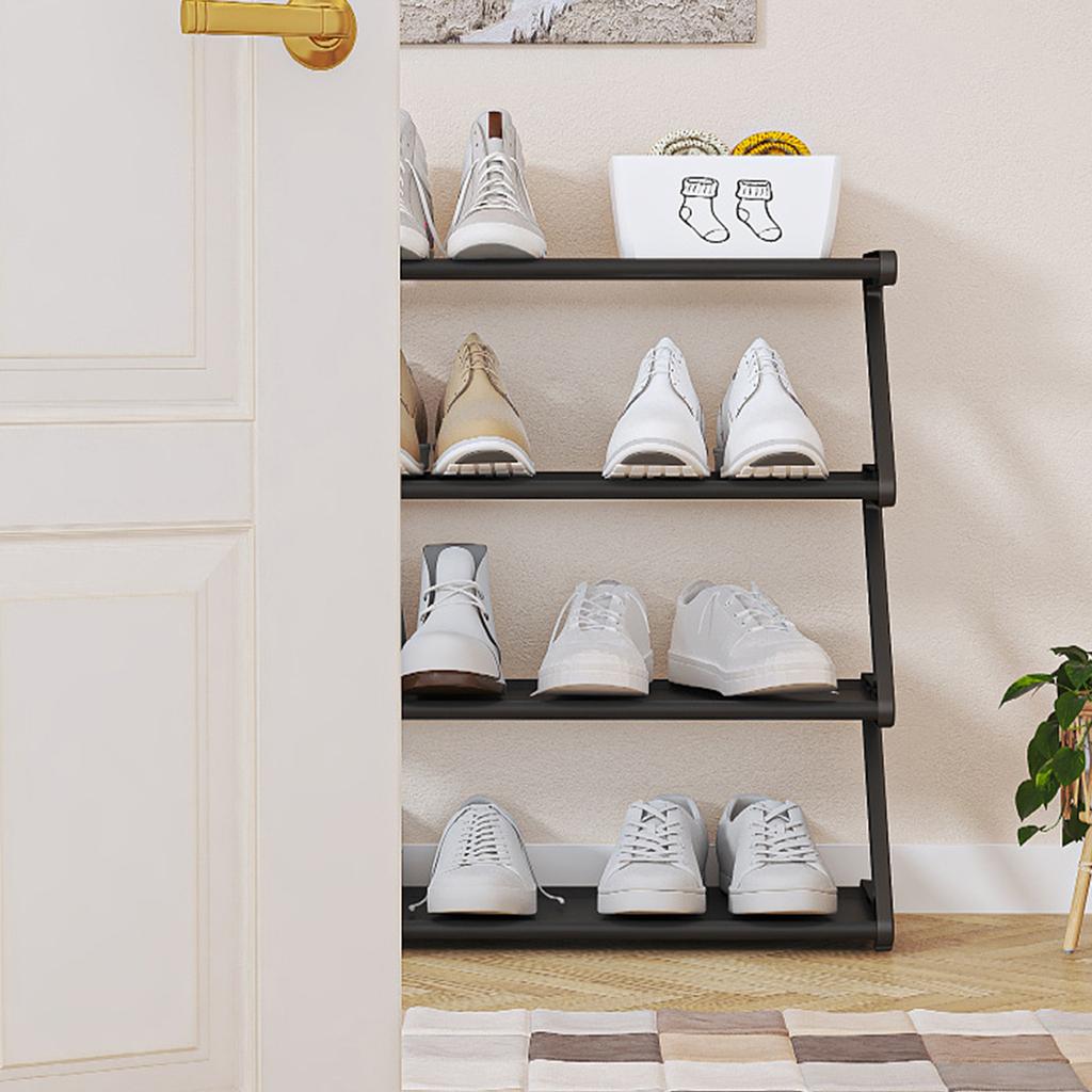 4 Tier Stainless Steel Shoe Rack Organizer, Independent Shoe Cabinet With Steel Pipe Multi-Functional Entrance Shoe Cabinet Corridor Shoe Cabinet
