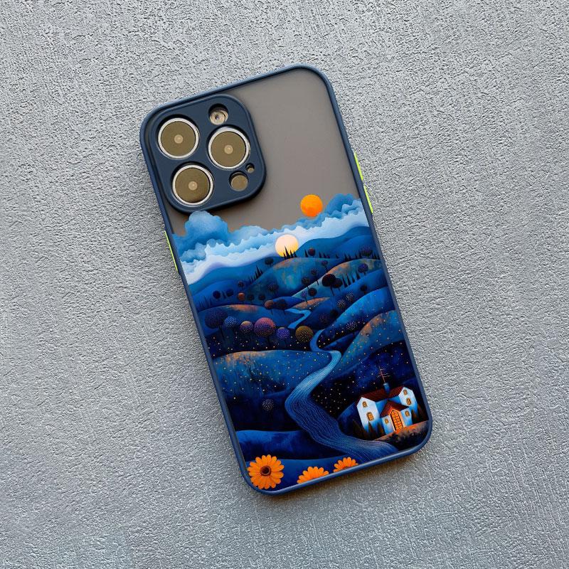 Желтый Горный Закат Чехол для Телефона Для iPhone 16 14 15 11 12 13 Pro Max Mini XR X XS 7 8 Plus SE Природный Пейзаж Ударопрочный Чехол