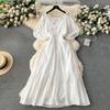 Retro Lantern Sleeve Heavy Industry Ruffles Dress Embroider
