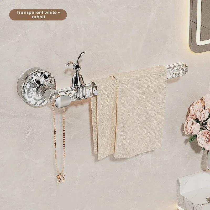 Настенная вешалка для полотенец с присоской без перфорации - одинарная штанга для ванной комнаты или туалета