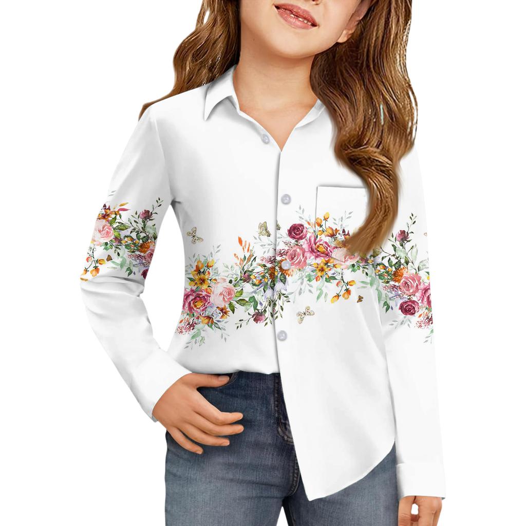 Girls' Button-Down Shirt - Long Sleeve Dress Blouse