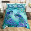 Two Peacock Duvet Cover Set Flowers Comforter Cover With Pillowcase King Queen Twin Size For Kids Boys Girls Women Bedding Set