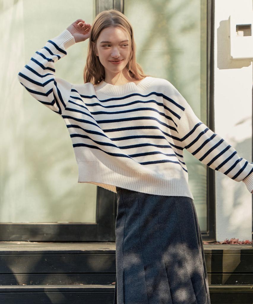 ZEROSTREET [2 Colors] Cashmere Striped Sweater