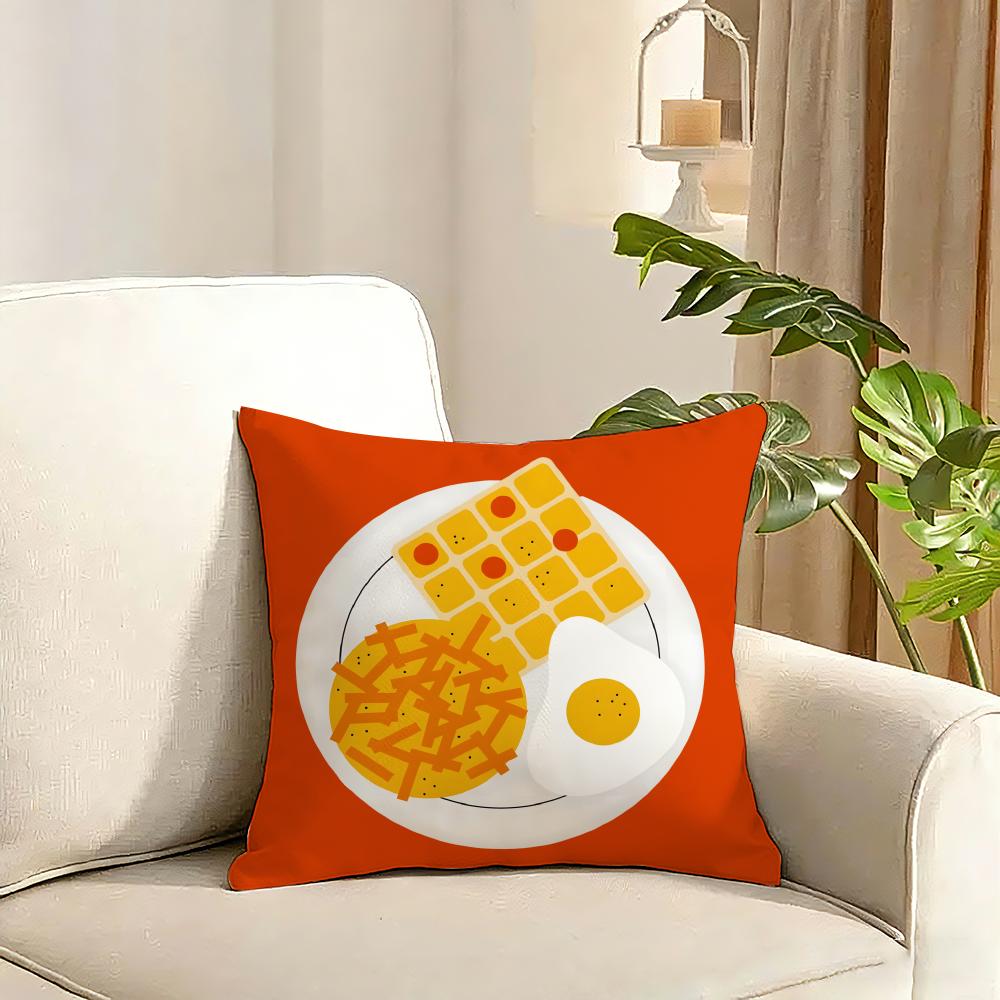 food illustration Cushion Cover Reversible Plush Pillow Cover Soft Fluffy Home Decor for Sofa Bedroom