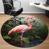 1pcFlamingo Jungle Office Round Area Rug, Indoor Mat Suitable ForOffice, Under Office Chairs Bedroom Living Room Home Decor, Room Deco 051