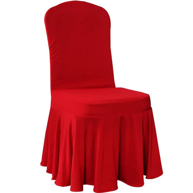 Solid Color Wedding Chair Cover Party Decoration Spandex With Skirt Pleated Use Elastic Stretch Dining Luxury Birthday Banquet
