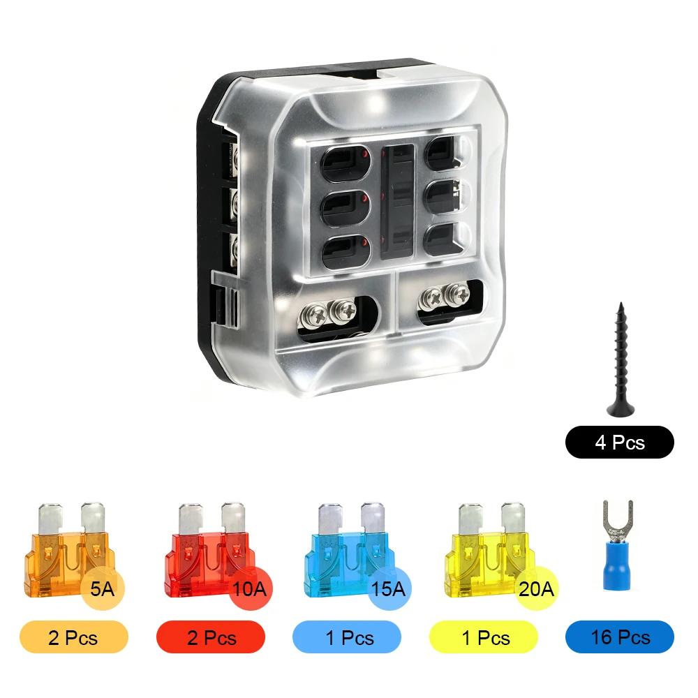 6 Way 12 Way Blade Fuse Box Holder 12V 24V for Car Boat Fuse Holder Block Power Panel Board RV Truck Accessories Set
