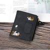 Fashion Cowboy Style Wallet Cat Embroidery Pattern Large Capacity Buckle Phone Pocket Bag Coin Purses for Women Men