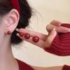 Серьги-гвоздики в гонконгском стиле из ткани Анкара, бордовые, с жемчугом в виде бобов, женские серьги, серьги, нишевый дизайн, продвинутое чувство дизайна