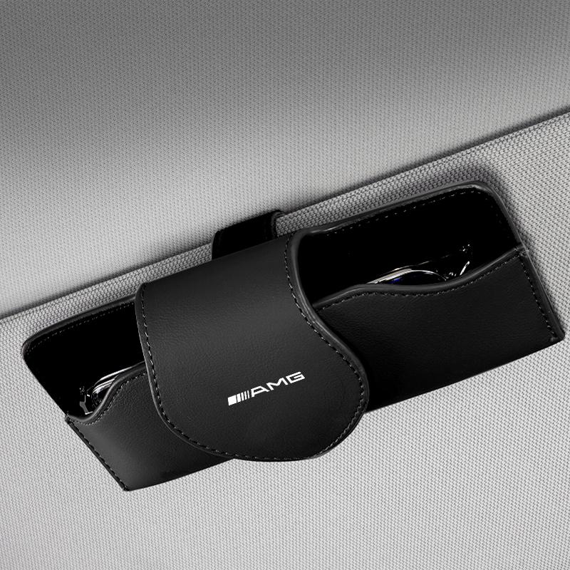 1pcs Car Magnetic Eyewear Box Scratchproof PU Leather Clip For Mercedes Benz AMG W211 W203 W204 C260 E300L A200L GLA/S/E AX1