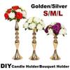 1pc Metal Candle Holder Wedding Centerpiece Wedding Bouquet Holder for Wedding Home Decorations (Color: Gold, Silver)