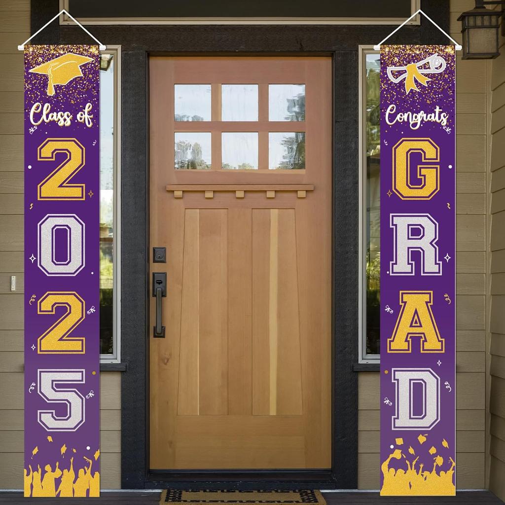 2025 Graduation Decorations - Class of 2025 Porch Banner Sign Congrats Grad Porch Banner, Graduation Party Decorations for Home/School Porch Door