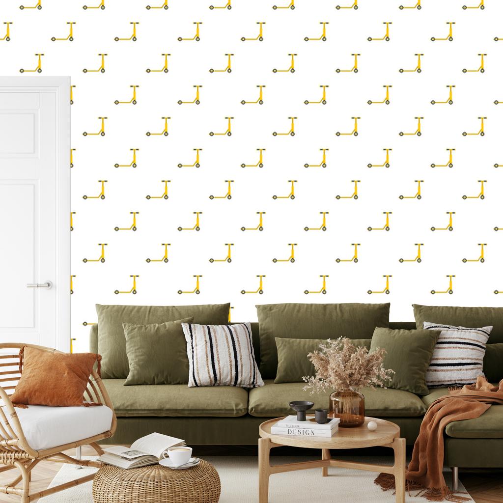 Yellow Scooters Wallpaper for Living Room and Bedroom 50x1000