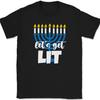 Lets Get Lit Menorah T-Shirt Funny Hanukkah Holiday Hebrew Jewish Tee