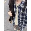 American Style Versatile Hong Kong Style Loose Long Sleeve Shirt Coat Plaid Shirt Women's Spring and Summer Retro Thin Sun-Protection Shirt Top