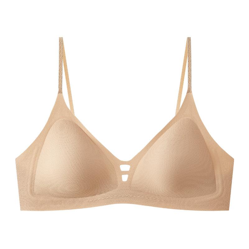 Summer new ultra-thin cool thin shoulder straps French triangle cup small chest gathered seamless back women's bra cover