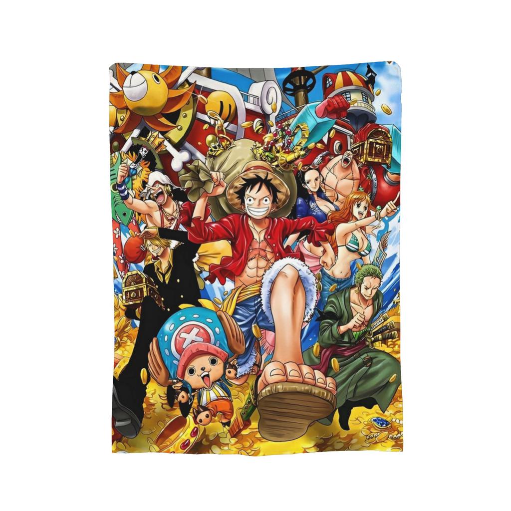 Japanese Anime Blanket Fleece Spring Autumn Luffy Anime Multifunction Lightweight Thin Throw Blanket for Bed Travel Bedspreads
