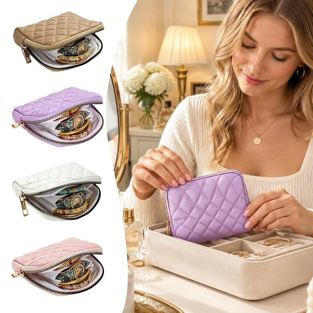PU Jewelry Storage Case Multi-Layer Compartments Jewelry Organizer Bag New Jewelry Pouch  For Women