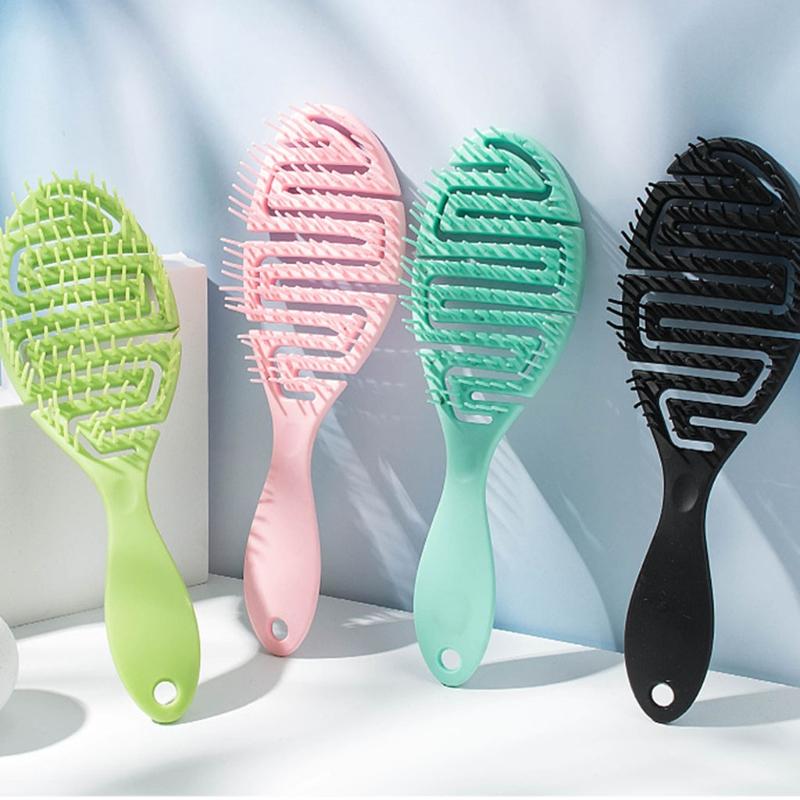 Practical Wet Brush Dry Curved Comb Massage Comb Fluffy Shape Ribs Curling Comb On Wet Hair