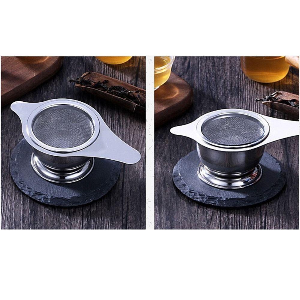 Fine Mesh Leaf Teapot Filter Stainless Steel Tea Infuser with Drip Bowl Kitchen Accessories
