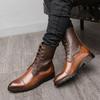 Large Size Fashion Leather Boots Men's High-top Lace-up Martin Boots Winter Personalized Polished High Boots